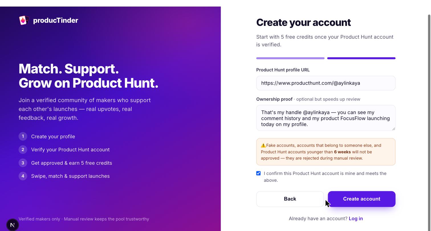 Verify your Product Hunt account